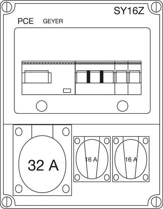 Produktbild ABN SY16Z Steckdosenkombi Einbausatz 1xCEE 32A,2xSCHUKO fÃ¼r