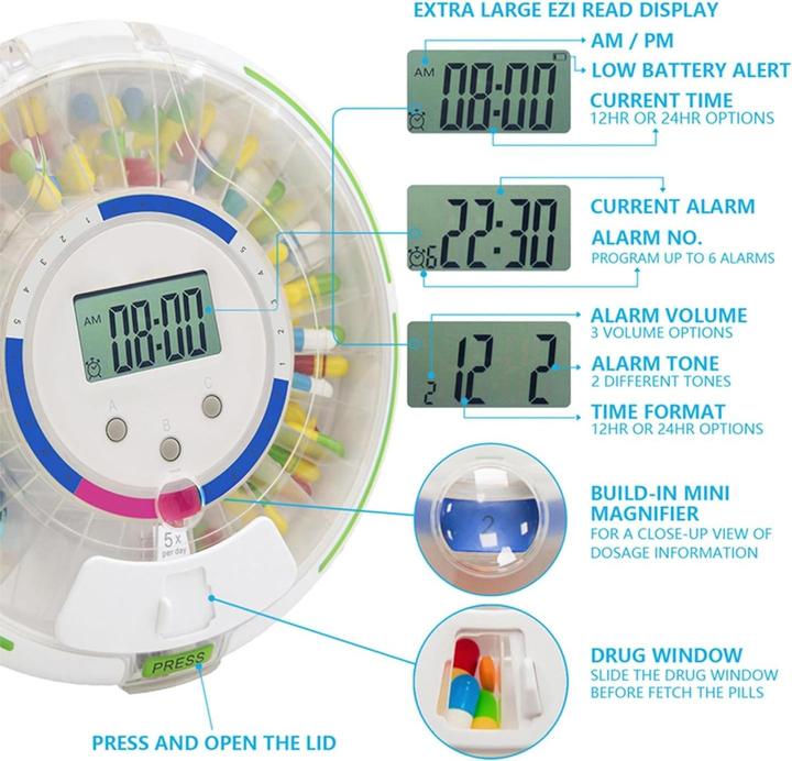Actual product image Gima Automatic wireless pill dispenser for managing and recording pill doses 25871