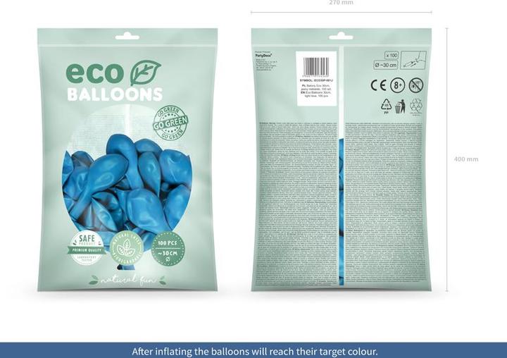 Actual product image Partydeco Eco Balloons 30 cm Pastel, Light Blue (1 Pck (100 x)
