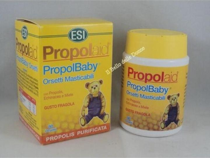 ESI Propolaid Propolbaby Strawberry Flavored Chewable Bears with Propolis and Echinacea 80 Tablets