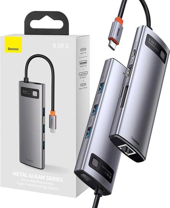 Actual product image Baseus Metal Gelam Series (USB-C, 8 Ports)