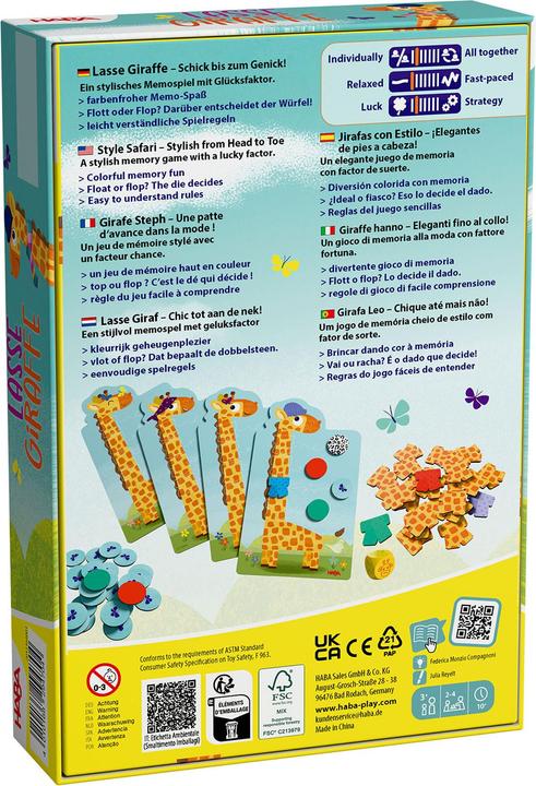 Actual product image Haba Lasse Giraffe (English, French, German, Italian, 2 - 4 Players)