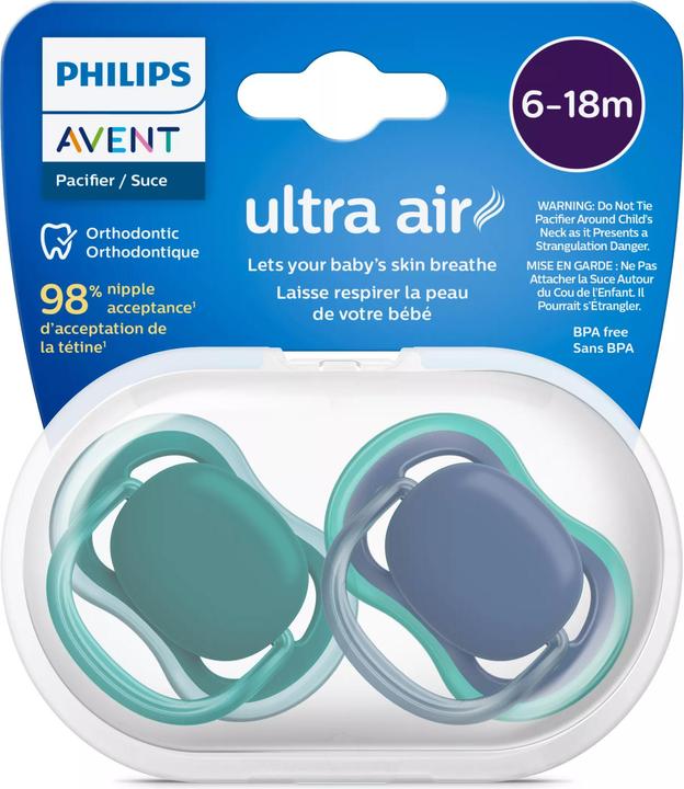 Produktbild Philips Avent Ultra Air Pacifiers Lightweight Air-permeable Pacifiers for 6-18 Months of Life Withou (2 x, 6 - 18 Monate)