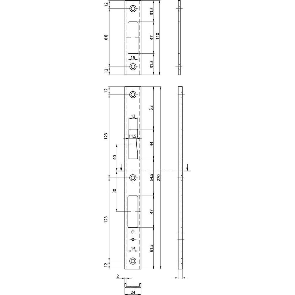 MSL, Türgriff + Fenstergriff, U-Schliessbleche B-23421 (Schliessblech)