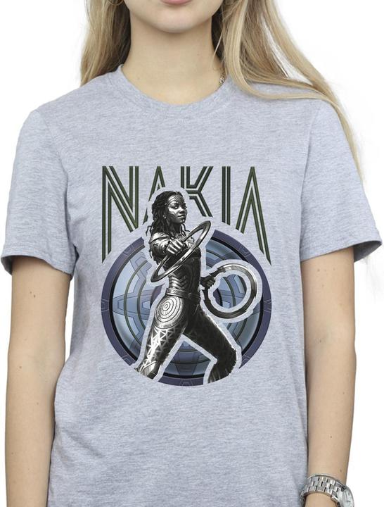 Actual product image Womens/Ladies Wakanda Forever Nakia Shield Cotton Boyfriend T-Shirt (S)