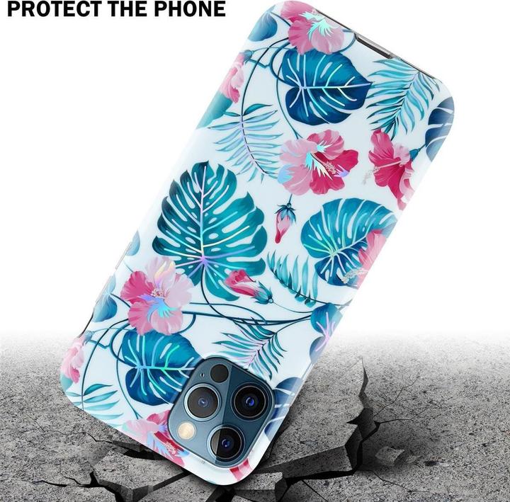 Image du produit Cadorabo Couverture IMD TPU Fleurs & Feuilles colorées (Apple iPhone 12 Pro Max)