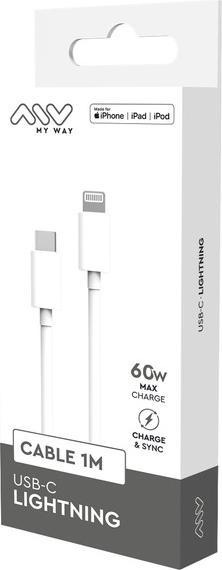 Produktbild My Way Myway Cable 1m USB C Lightning Blanc (1 m, 60 W)