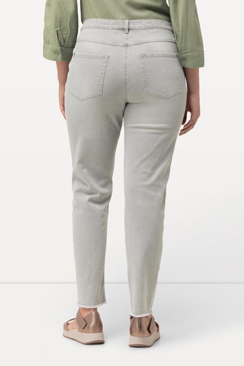 Image du produit Ulla Popken Jean Sarah en tissu stretch, effet délavé et bord frangé (46)