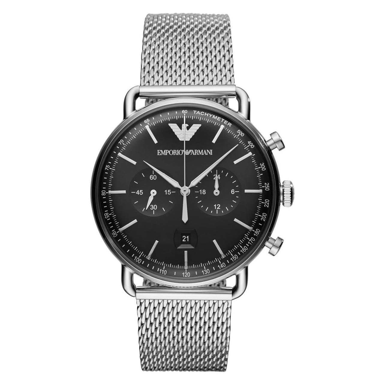 Emporio Armani, Horloge, Aviator, Zilver, (Analoog Horloge, 43 mm)