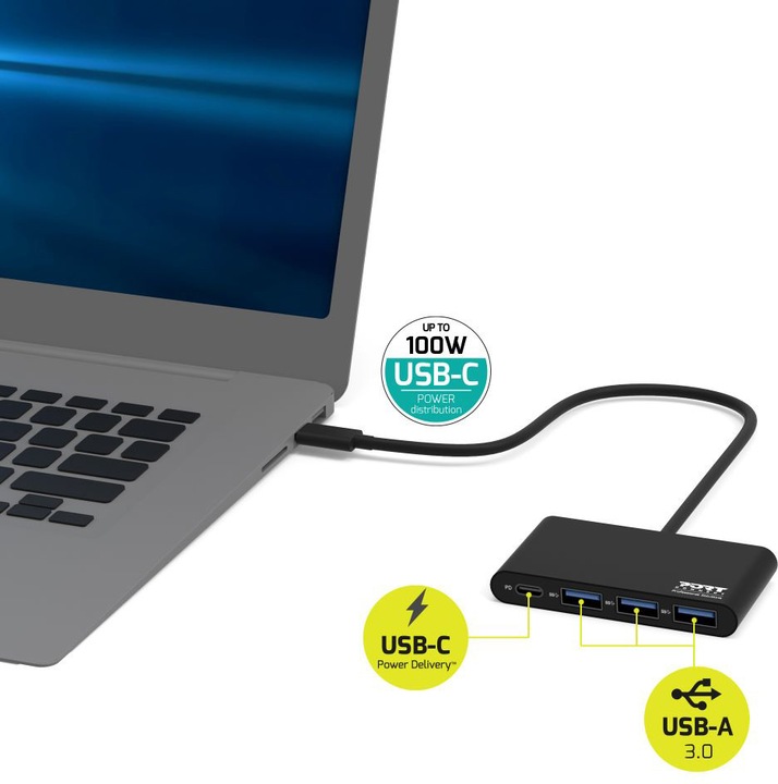 Actual product image Port Designs USB-C hub (USB-C, 3 Ports)