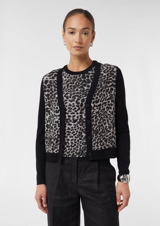 Produktbild Comma Strickjacke Cardigan im Materialmix mit Leo-Print (40)