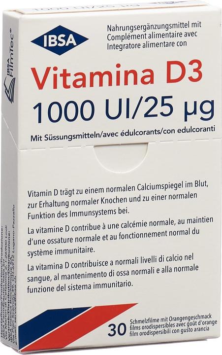 Immagine prodotto Vitamina D3 Pellicola di fusione 1000 U.I. 30 pezzi. (30 Pezzo/i, 25 g)