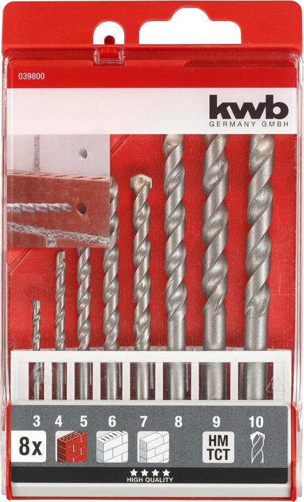 Produktbild kwb Steinbohrersatz 8-teilig (3 mm, 4 mm, 5 mm, 6 mm, 7 mm, 8 mm, 9 mm)