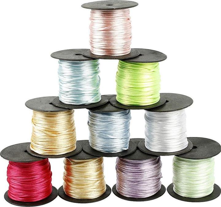 Produktbild Creativ Company Satinband 2 mm x 50 m, mehrfarbig sortiert (Geschenkband, 10 x)