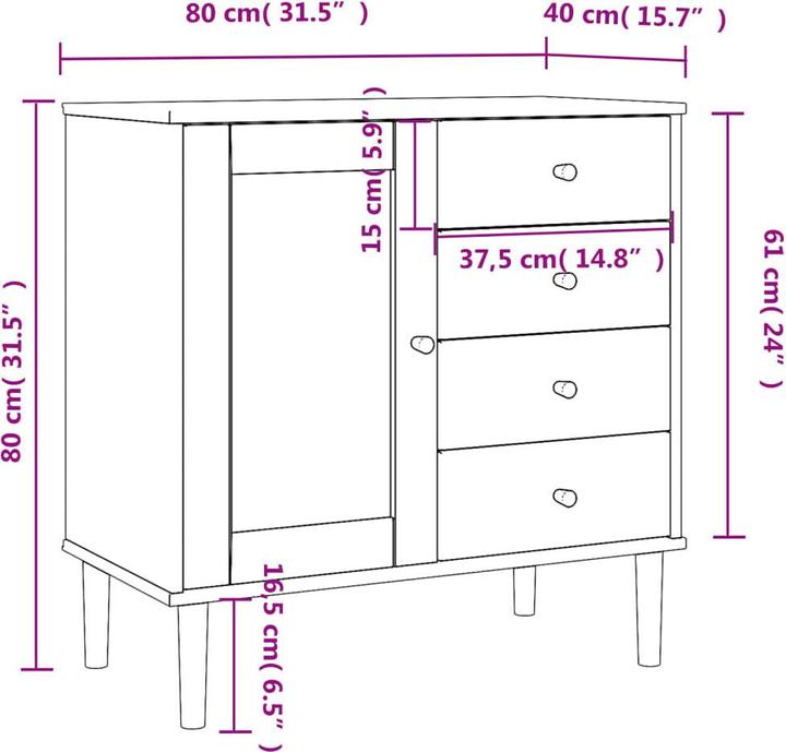 Image du produit vidaXL Sideboard (80 x 40 x 80 cm)