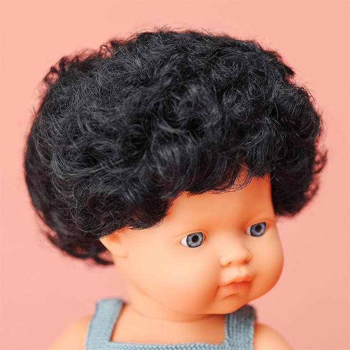 Produktbild Miniland Puppe Schwarze Locken Mädchen 38cm Body Führen Colourful
