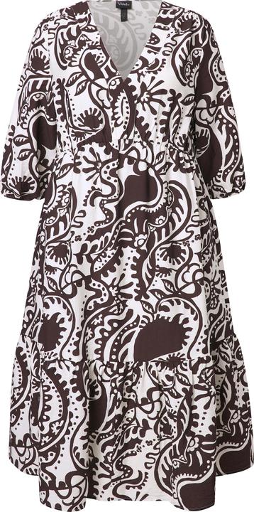Image du produit Ulla Popken Robe midi motif cachemire, décolleté en V et manches 3/4, coupe évasée (58)