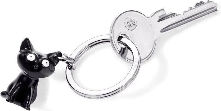 Produktbild Troika FELIX Schlüsselanhänger Katze, glänzend grau/schwarz
