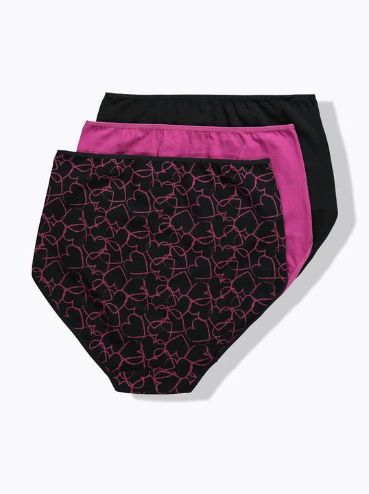 Produktbild Ulla Popken Maxislips, 3er-Pack, Herzen/einfarbig (58, 3er Pack)