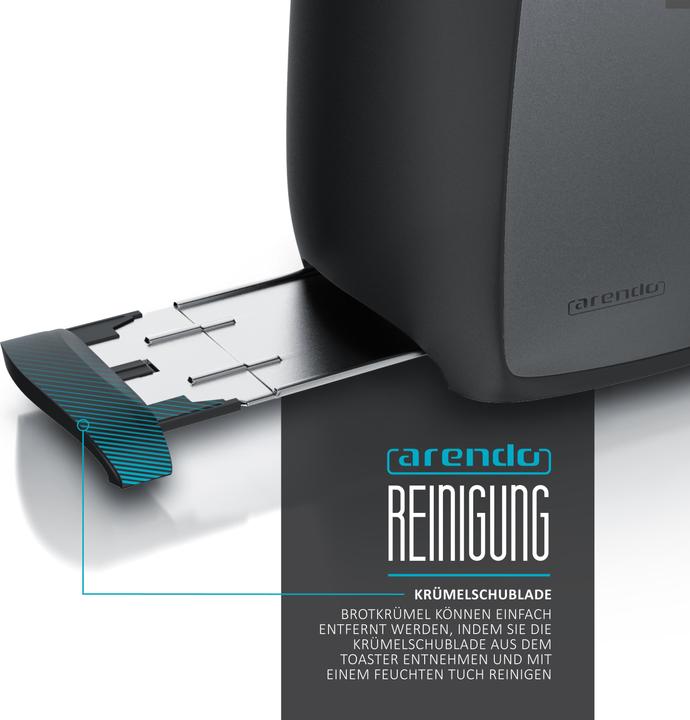 Image du produit Arendo Grille-pain à fente longue, support à petits pains, boîtier thermo-isolant, 7 positions