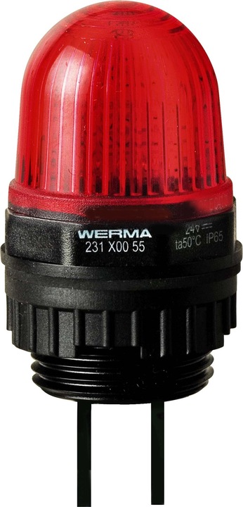 Actual product image Werma Red LED M22 threaded mini beacon,24Vdc