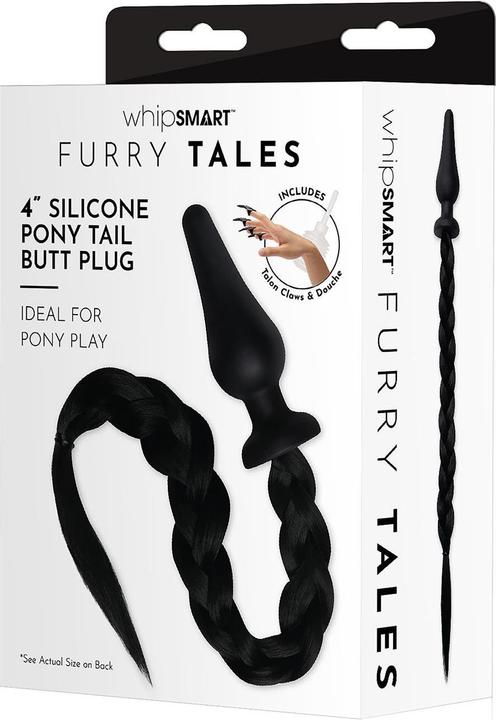 Immagine prodotto Xgen Products Furry Tales - Butt Plug a coda di cavallo in silicone da 4 pollici (treccia nera)