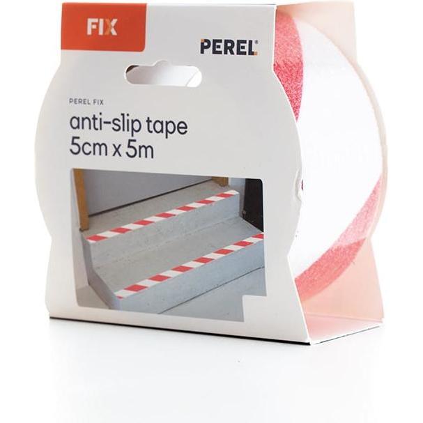 Thumbnail - Perel, Klebeband, Anti-Rutsch-Band 5cm x 5m - Rot/Weiss (50 mm)