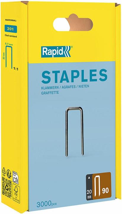 Productafbeelding Rapid Smalle rugklem type 90, 20 mm, 3000 stuks (3000x)