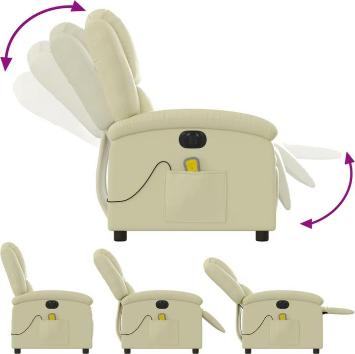 Actual product image VidaXL Massage chair cream genuine leather,Colour: cream,Material