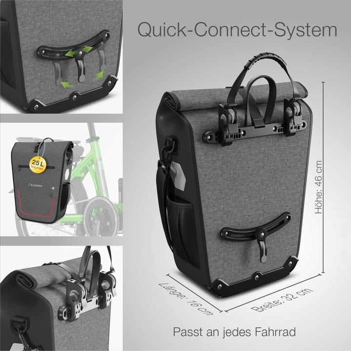 Actual product image Eloneo Bicycle bag for laptop (25 l, Luggage carrier bag)