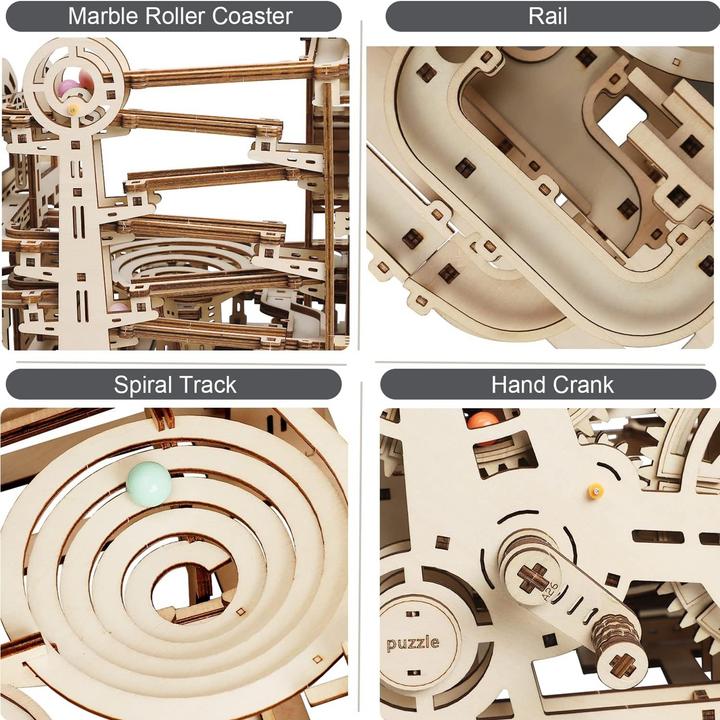 Produktbild The Toy Company 3D Holz Kugelbahn, Murmelbahn Puzzle aus Holz, batteriebetrieben