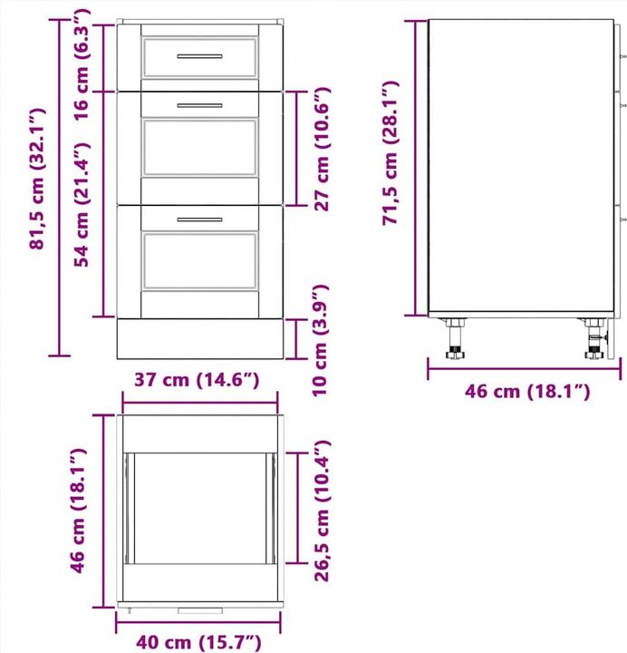 Produktbild vidaXL Küchenunterschrank (40 x 46 x 81.50 cm)