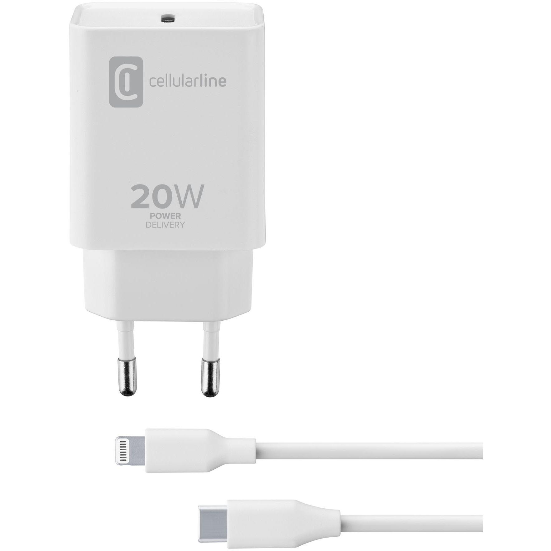 Cellularline USB-C Charger Kit (20 W), USB Ladegerät, Weiss