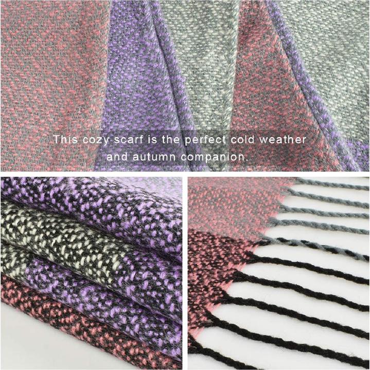 Immagine prodotto Only-Bags.Store Sciarpa triangolare a quadri, sciarpa pashmina, sciarpa morbida con nappe, sciarpa a portafoglio
