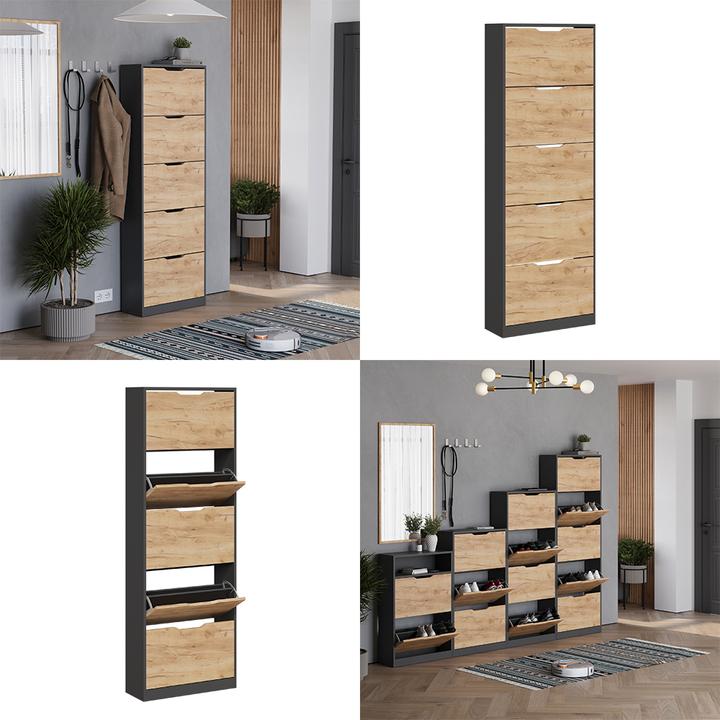 Produktbild Vicco Schuhkipper Luca, Anthrazit/Goldkraft Eiche, 22 x 169 cm mit 5 Fächern