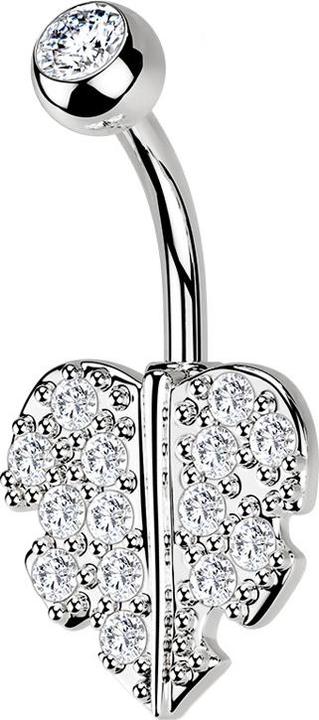 Produktbild Star Piercing Banane silber Herzblatt mit Kristallen (Messing, Chirurgenstahl 316L)