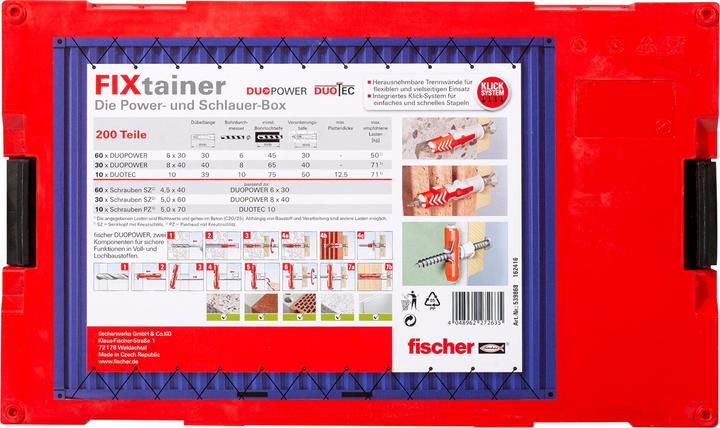 Produktbild Fischer 030189 SK SB-Karte, Inhalt Dübel SX 5 x 25, 20 x Spanplattenschraube 4 x 30 (200 Stk.)