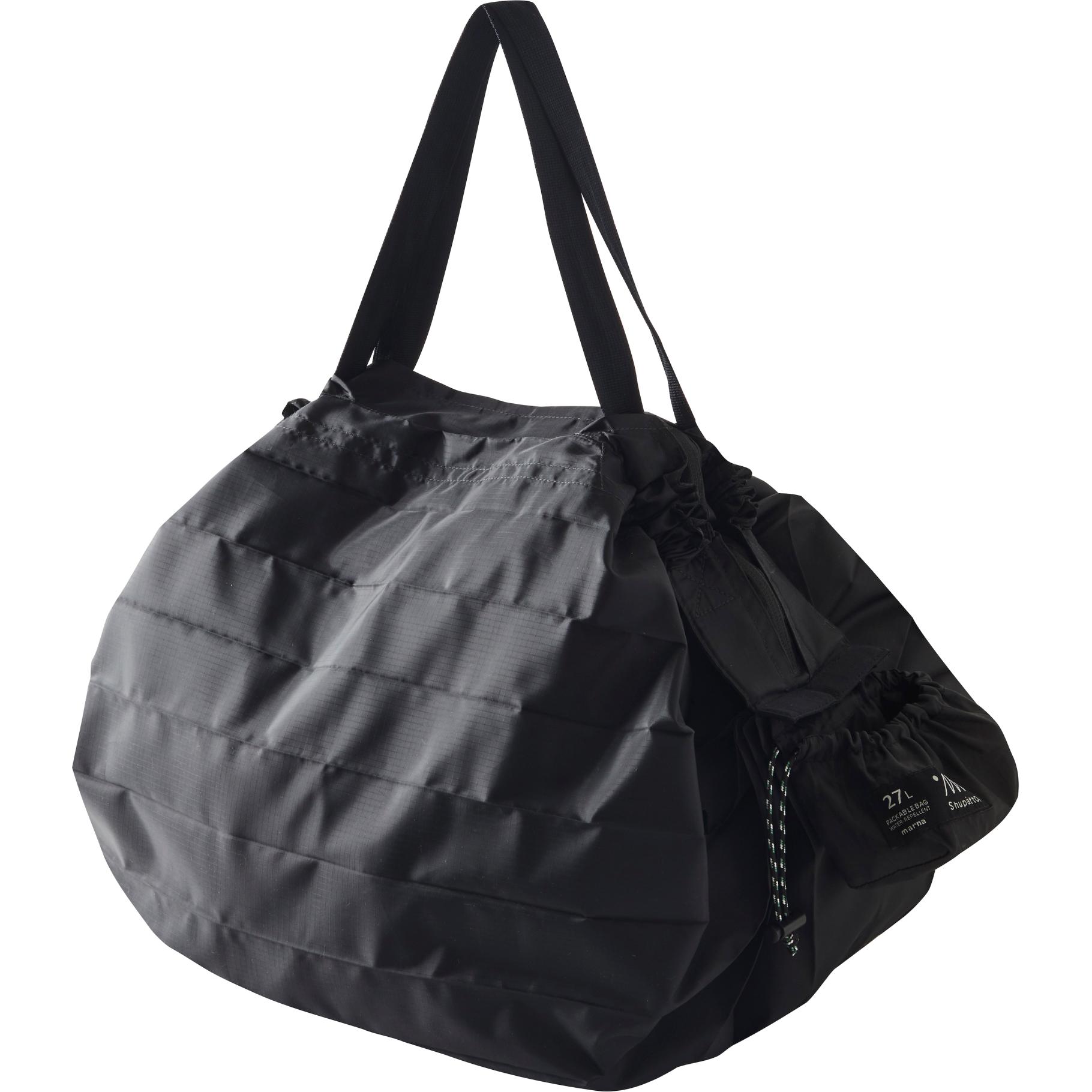 Shupatto, Einkaufshilfe, Compact Packable Bag "Black" - Faltbare Tasche One-Pull (patentiert), Schwarz