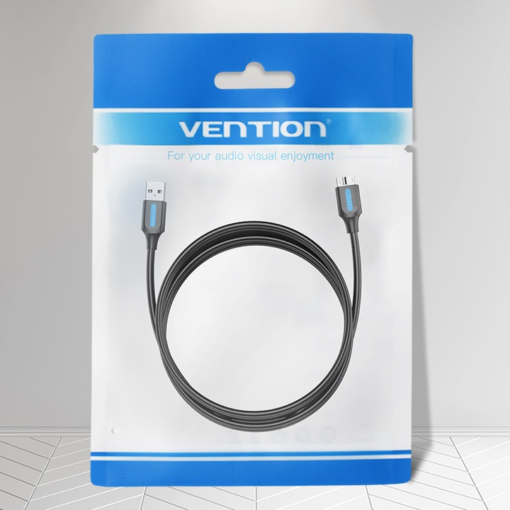 Actual product image Vention USB 3.0 A to Micro-B cable COPBD 0.5m Black PVC (0.50 m, USB 3.0)