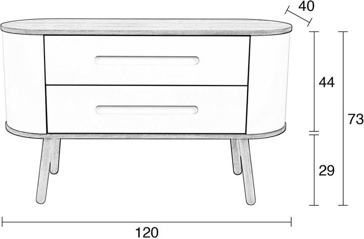 Image du produit Zuiver Cody cabinet 2DR (120 x 40 x 73 cm)