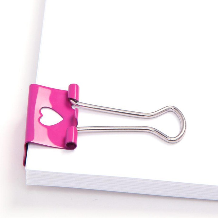 Produktbild Rapesco Foldback-Klammer, (B)19 mm, pink, Herz (20 x)