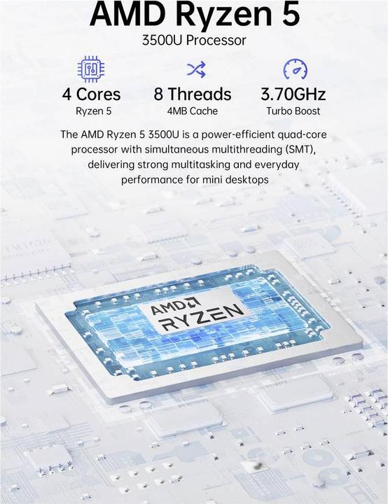 Produktbild GMKtec Mini PC, AMD Ryzen™ 5 3500U (16+256GB @DDR4, WIN 11 Pro) Mini PC (256 GB, 16 GB, AMD Ryzen 5 3500U)