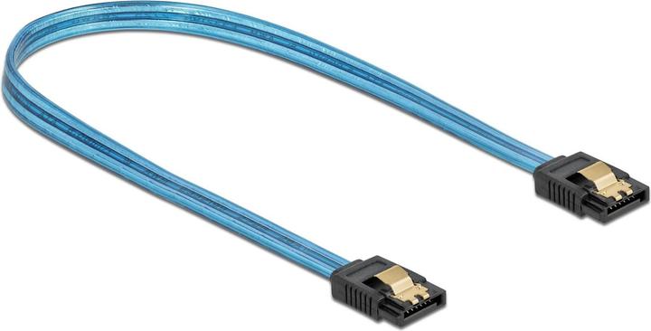 Actual product image Delock SATA cable UV light effect blue 0.5 m (50 cm, SATA)