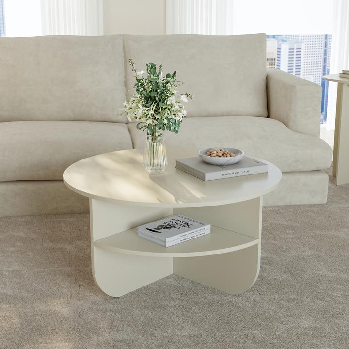 Image du produit En.Casa Couchtisch Reykhon Ø80x41 cm Sandfarben (80 x 41 cm)