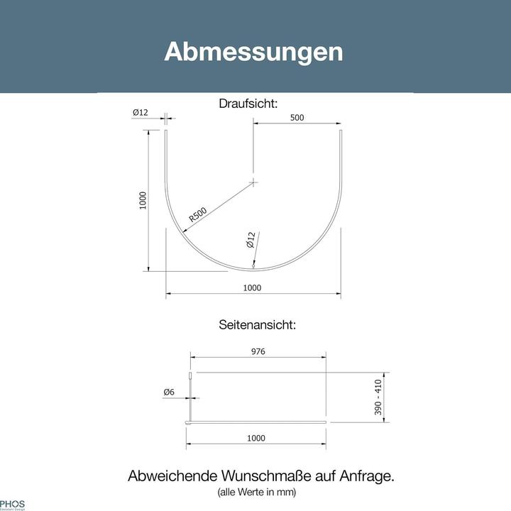 Produktbild Phos Gebogene Duschvorhangstange Ø12 mm