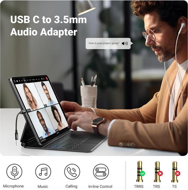 Immagine prodotto Ugreen Cavo adattatore da USB-C a 3,5 mm con chip DAC (USB tipo C, Jack da 3.5mm)