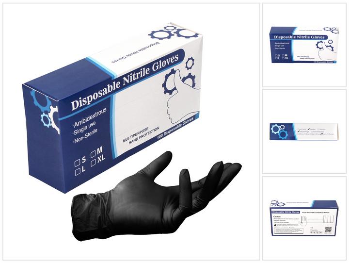 Immagine prodotto Tool Brothers Guanti monouso in nitrile - in dispenser / neri 100 pezzi Taglia S / Small / non sterili (S)