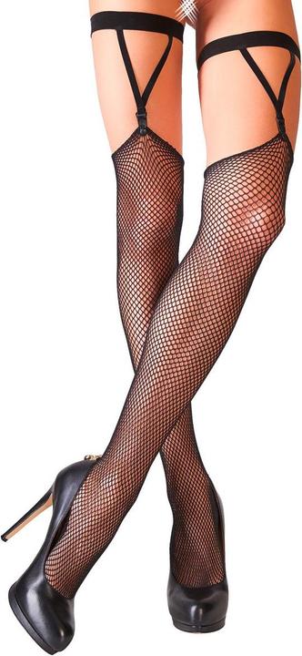 Produktbild Cottelli Collection Netzstrümpfe mit Samt-Strumpfbändern (L)