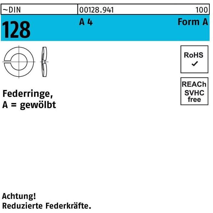 Zubehör Befestigungstechnik, Federring DIN 128 A 30 A 4