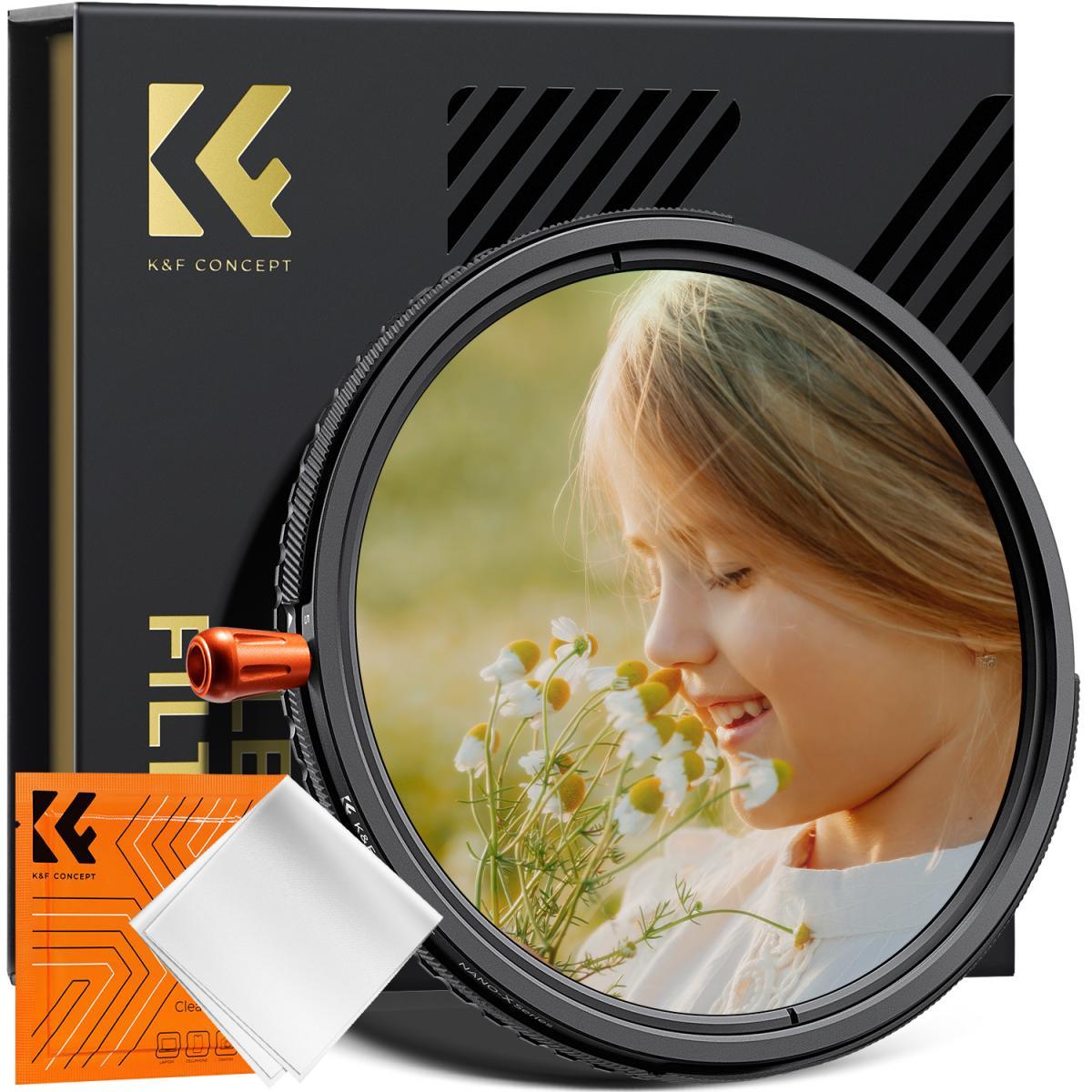 K&F Concept 43MM 3-in-1 CPL&Variable ND2ND32&Black Mist 1/4 Filter, wo. Black Cross (Nano-X Series) (43 mm, Filtro nebbia nero), Filtro fotografico, N